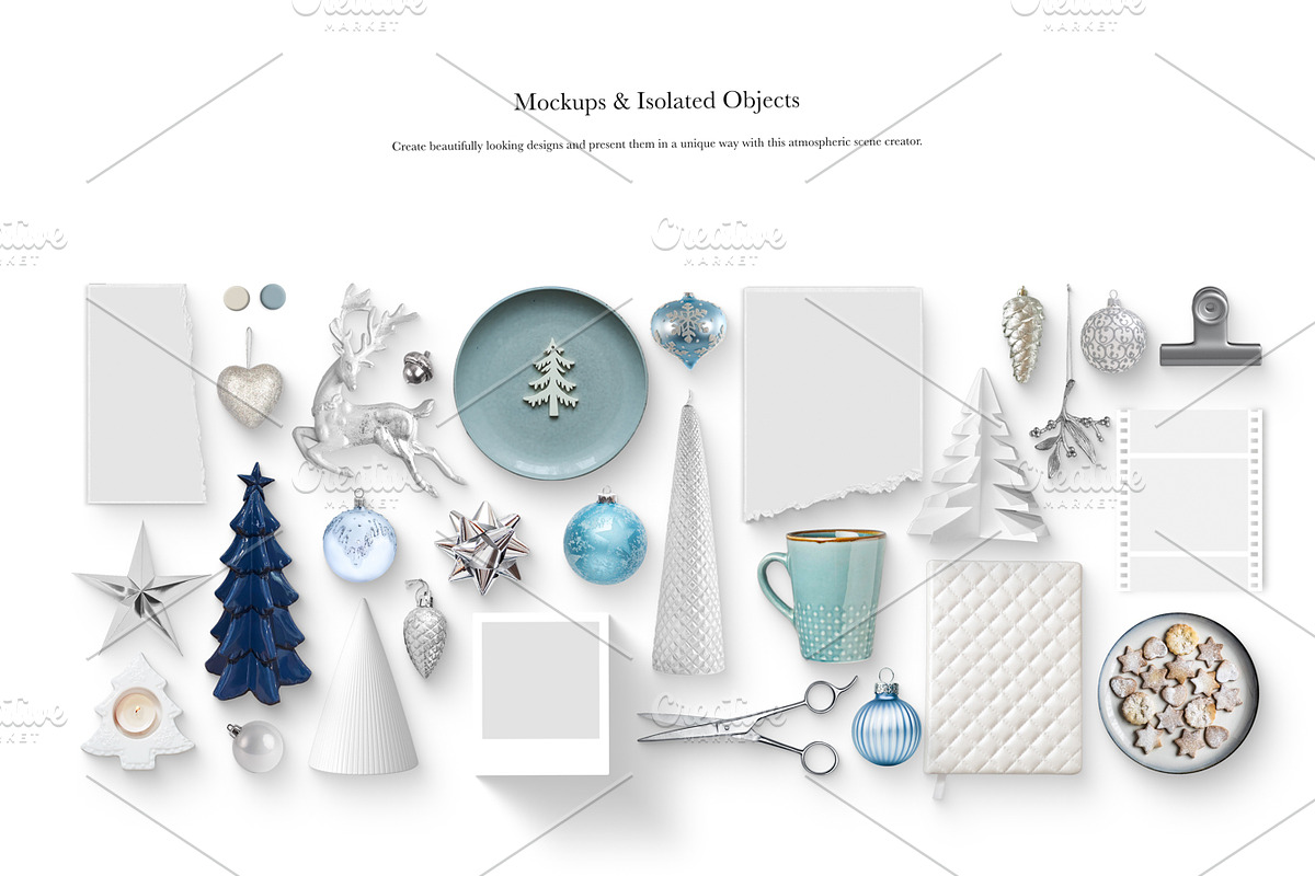 06_Blue and Silver Christmas Scene, a Books & Magazine Mockup by Kzara Visual Concepts (Photo 5 of 7)