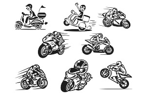 Motorbike Silhouette Set 1 Procreate