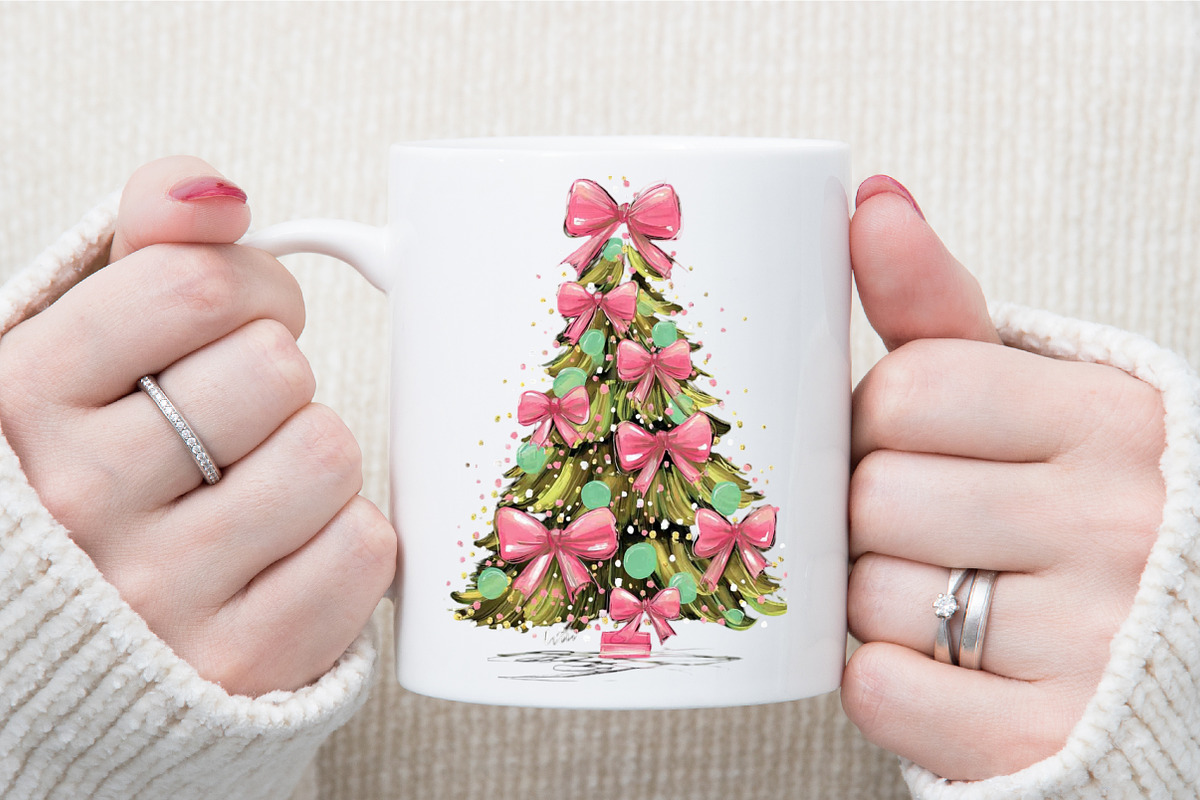 Coquette Pink Bow Christmas Tree PNG, an Illustration by Sublimation Artist (Photo 7 of 9)