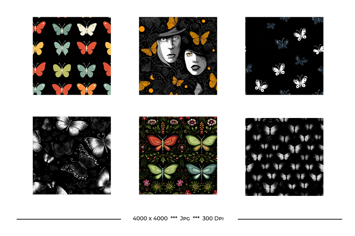 Butterfly Retro Art Style Patterns, a Pattern Graphic by karenfoleyphoto (Photo 7 of 16)