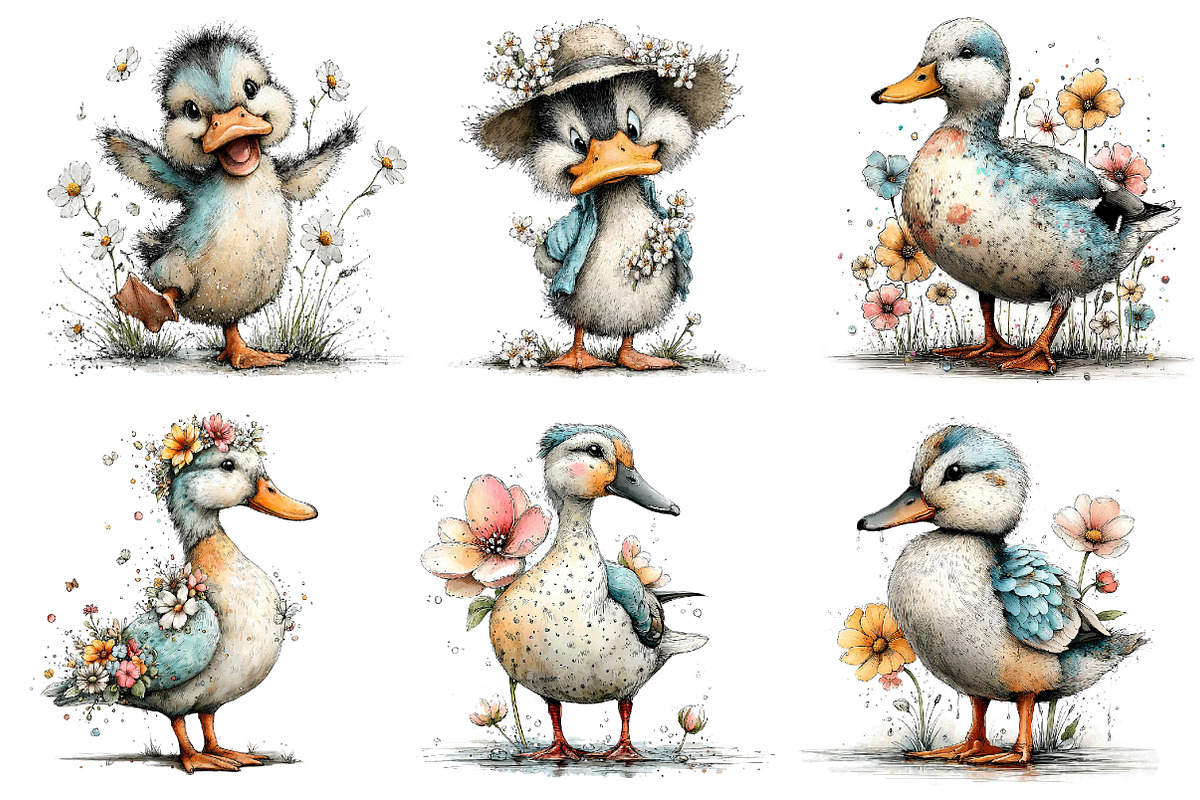 Whimsical Spring Duck Clipart, an Illustration by Dream Creation (Photo 6 of 7)