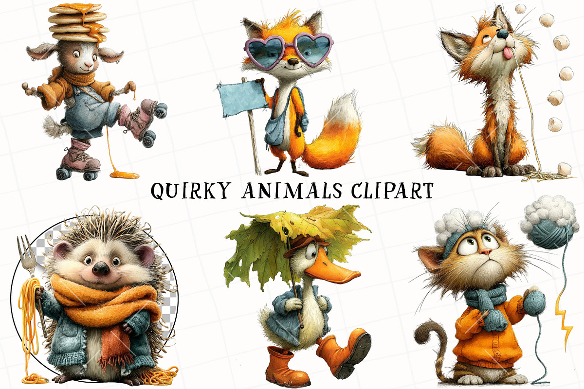 Quirky Animals Clipart, an Illustration by OK Design (Photo 2 of 6)