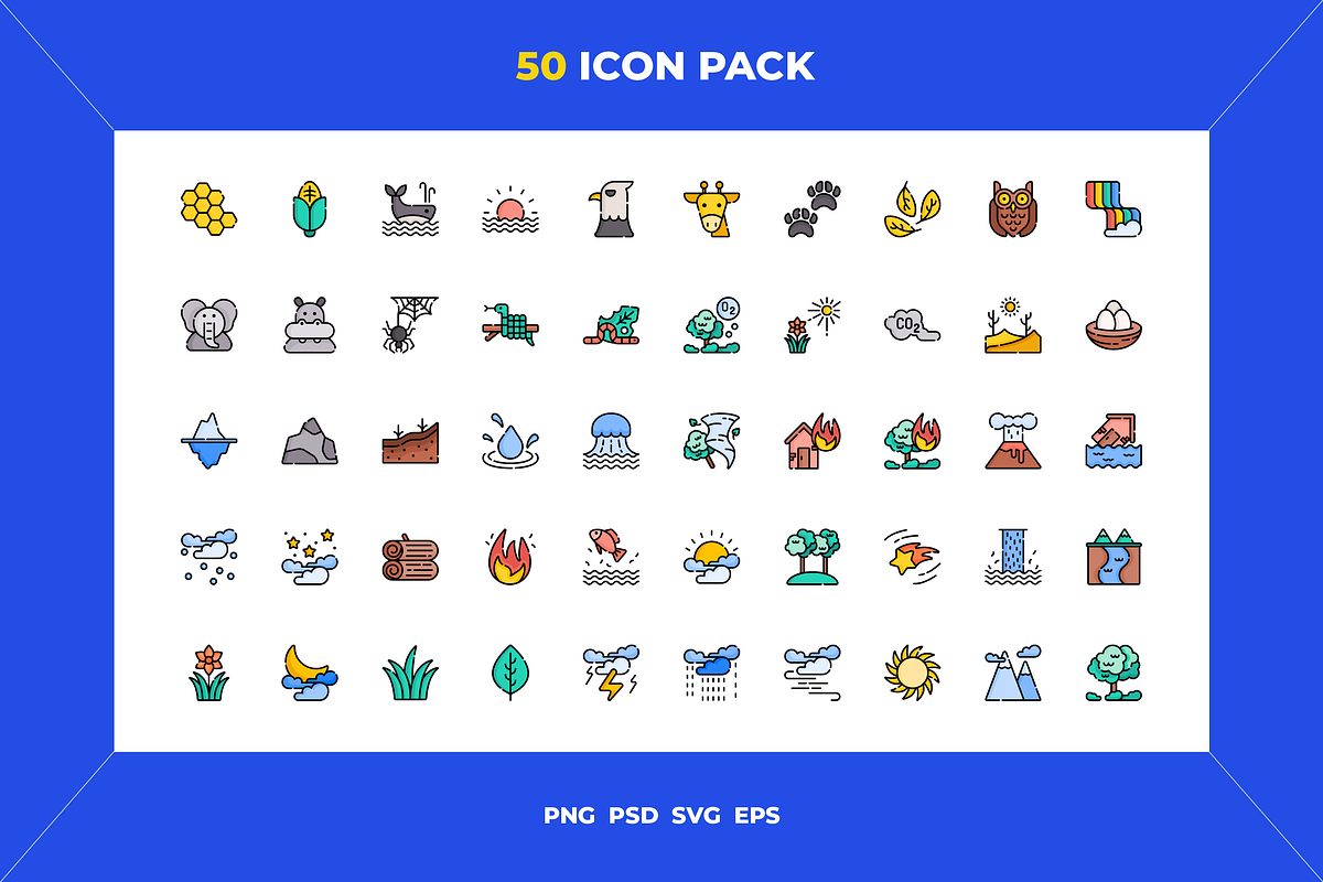 50 Nature icons, an Outline Icon by Wencory (Photo 1 of 2)
