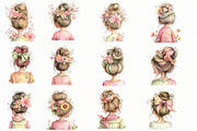 Messy Bun Spring Girls Clipart, an Illustration by Designworld (Thumbnail 2 of 8)