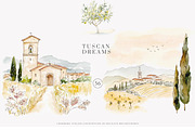 Tuscan clipart Italian watercolor, a Decorative Illustration by Patishop Art (Thumbnail 8 of 11)