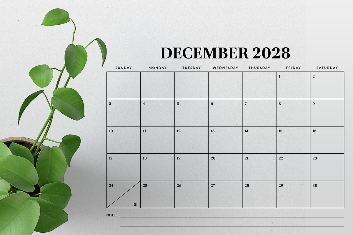 2028 8.5 x 11 Inch Calendar Template, a Stationery Template by Running With Foxes (Photo 5 of 5)