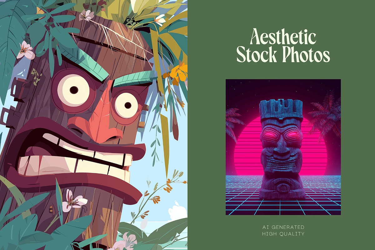 120 Tropical Tiki Mask Illustrations, a Decorative Illustration by Incomelion (Photo 18 of 20)