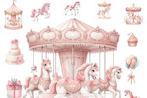 Pink Pony and Carousel Horse PNG