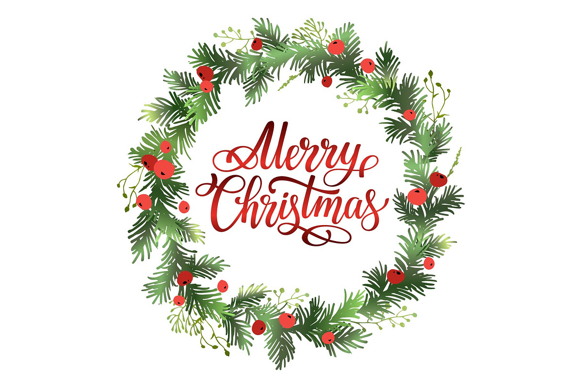 Merry Christmas fir wreath design., a Decorative Illustration by VetaDesign