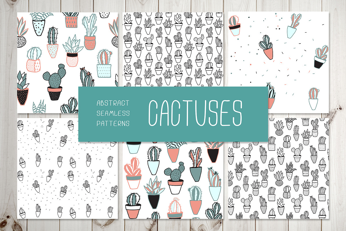 CACTUSES 6 seamless patterns, a Pattern Graphic by SomStock (Photo 1 of 3)