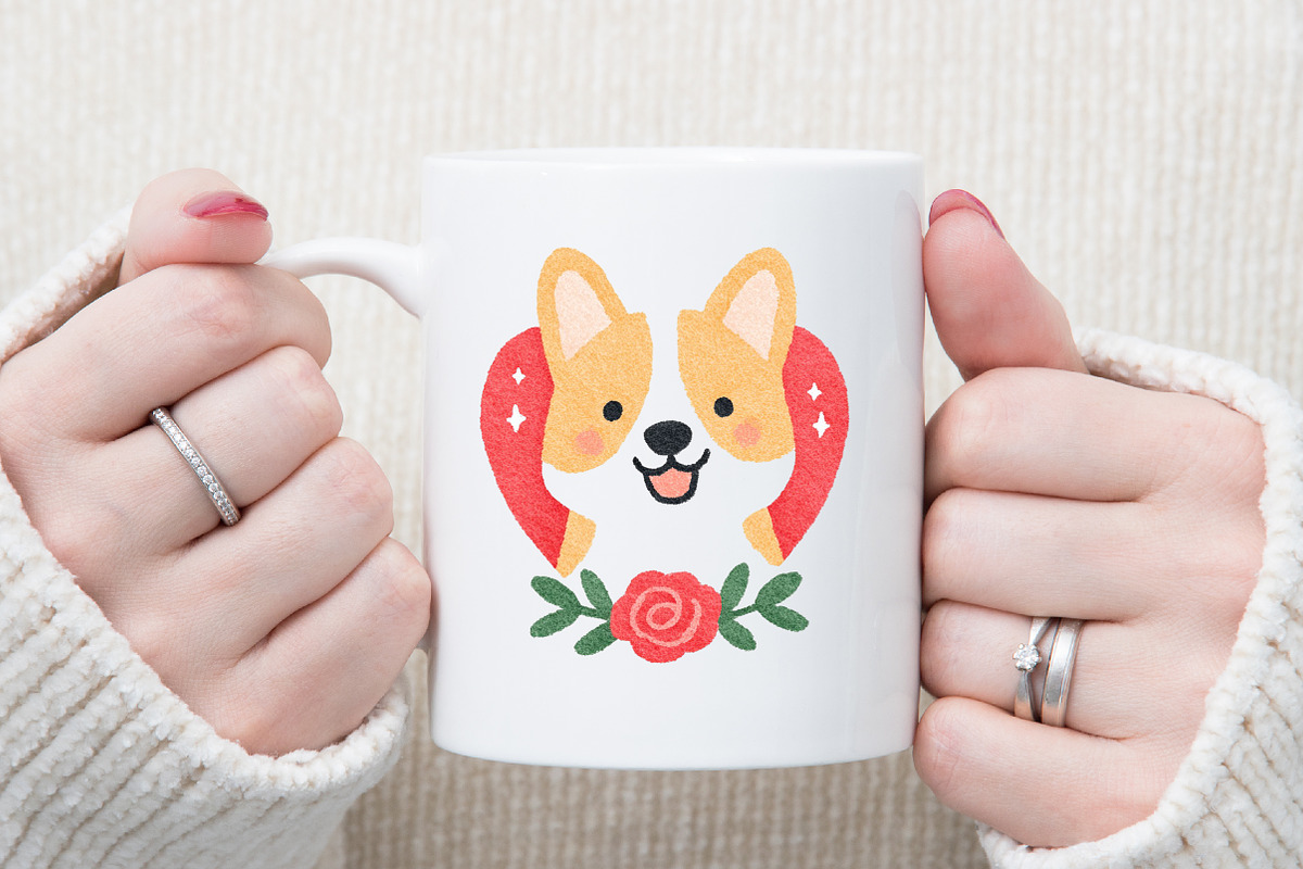 Corgi in Heart Red Rose Valentine Ar, an Illustration by Sublimation Artist (Photo 5 of 6)