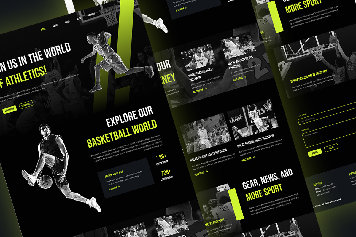 Basketball Sport Landing Page, an UI Kit Template by ENATIVE (Photo 3 of 4)