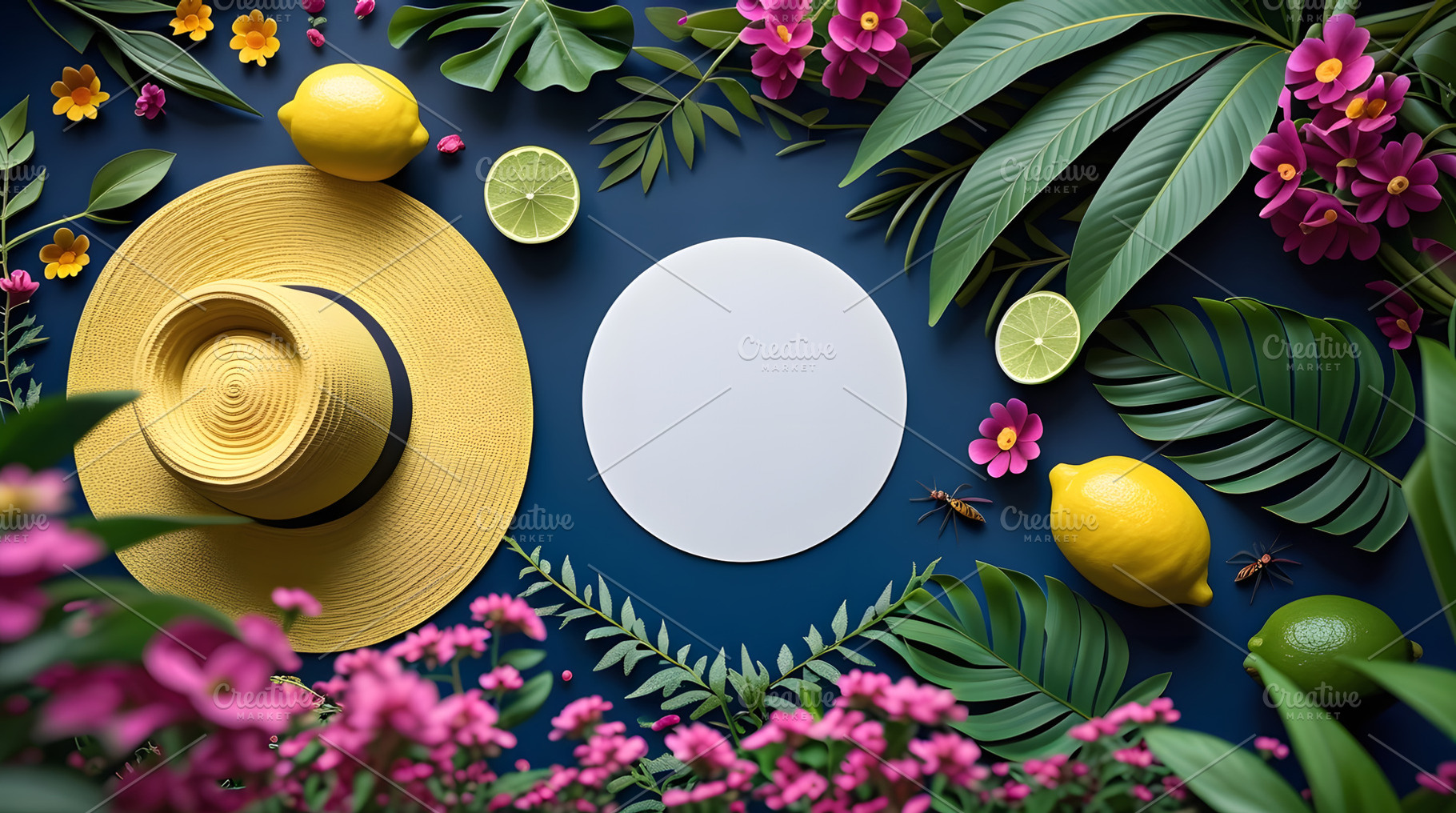Summer Still Life with Straw Hat and, a Beauty & Fashion Photo by Stock Shape