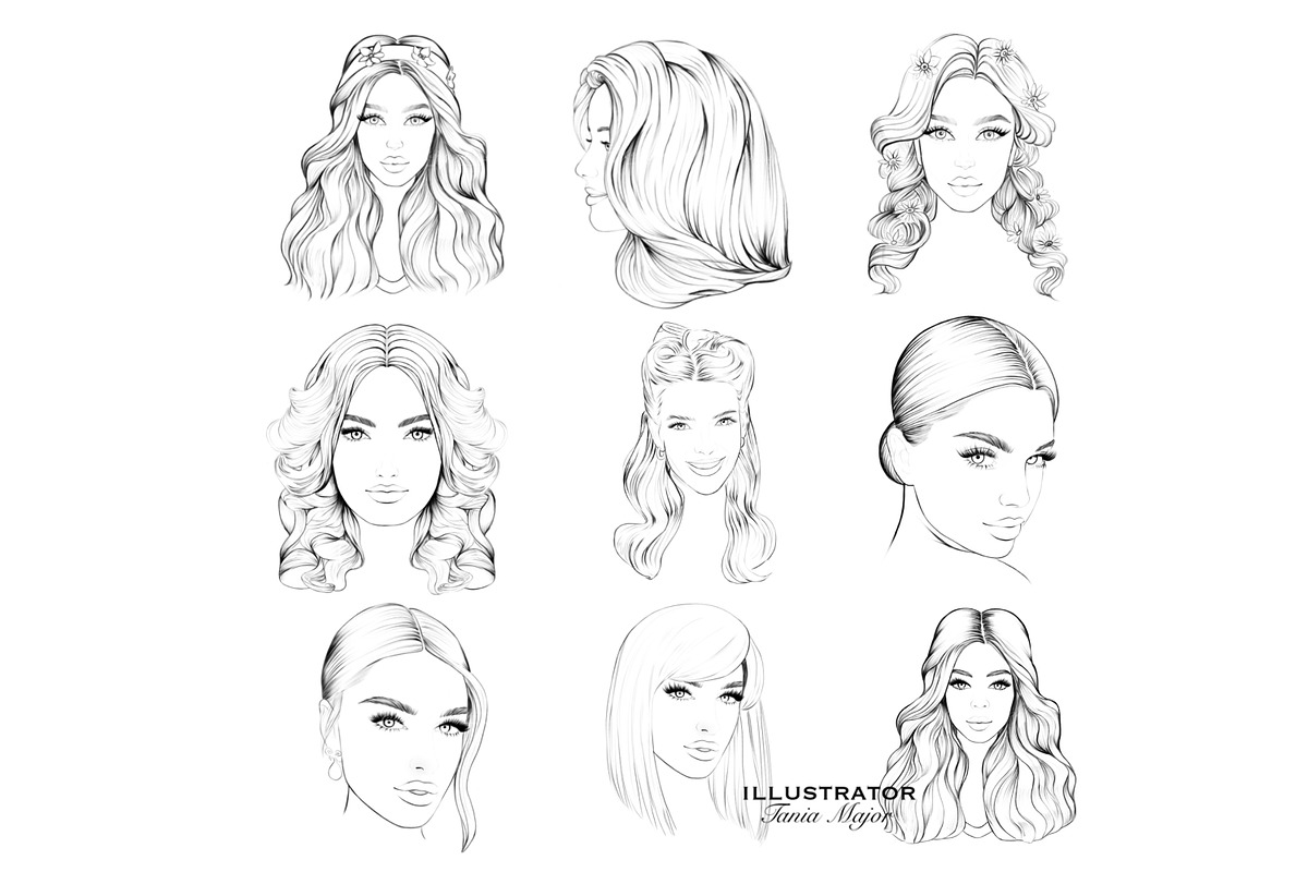 Coloring pages, Face clipart, an Illustration by MajorArtTm (Photo 2 of 3)