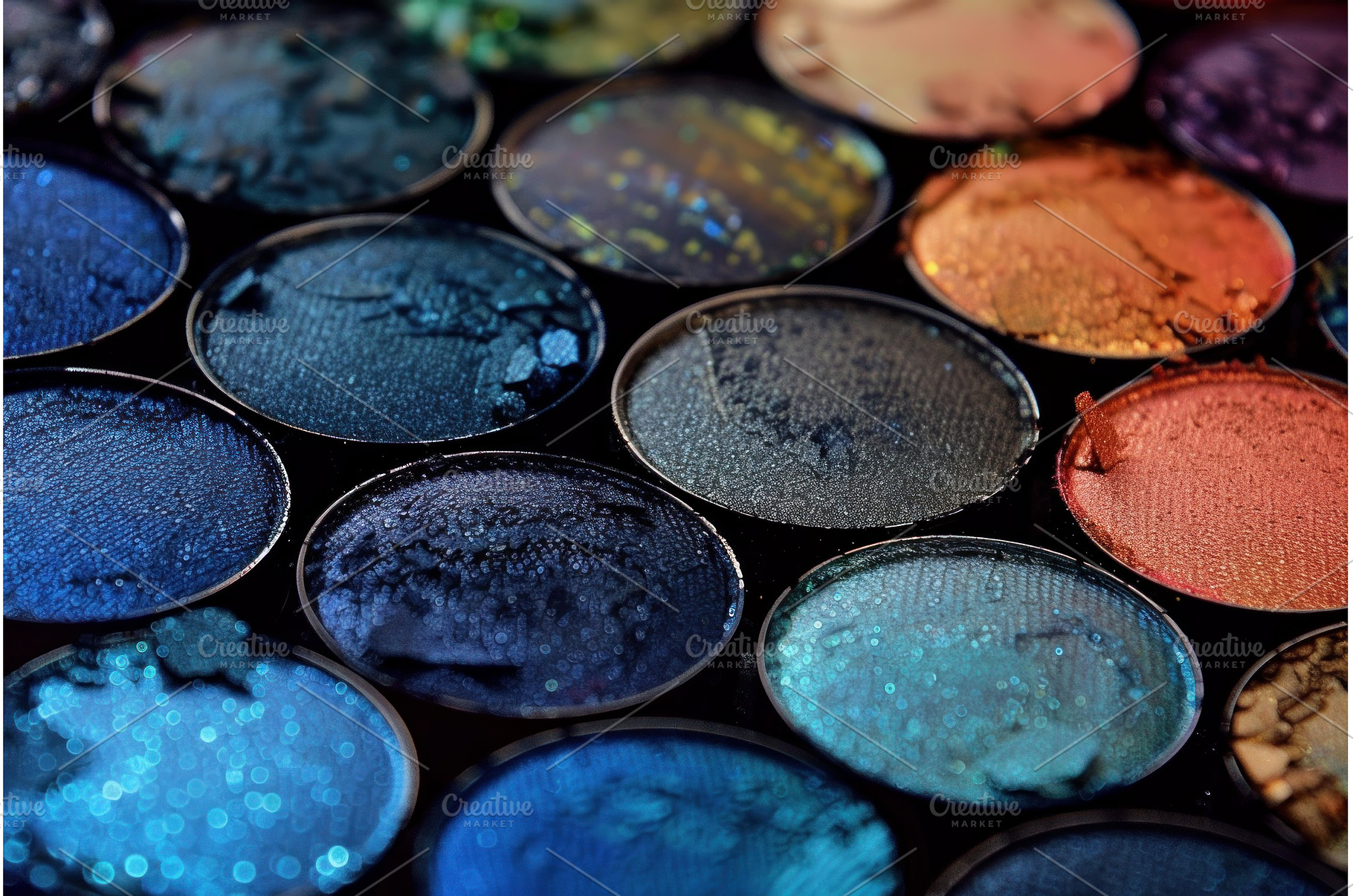 Colorful eyeshadow palette showing, a Beauty & Fashion Photo by Ylivdesign
