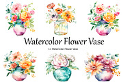 Watercolor Flower Vase Clipart, an Object Graphic by BonaDesigns (Thumbnail 1 of 3)