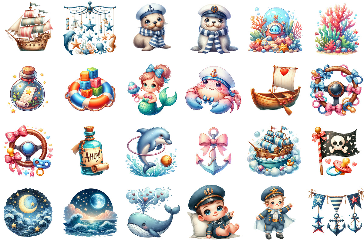 Adventure at Sea Nursery Clipart, an Illustration by Sublimation Artist (Photo 2 of 6)