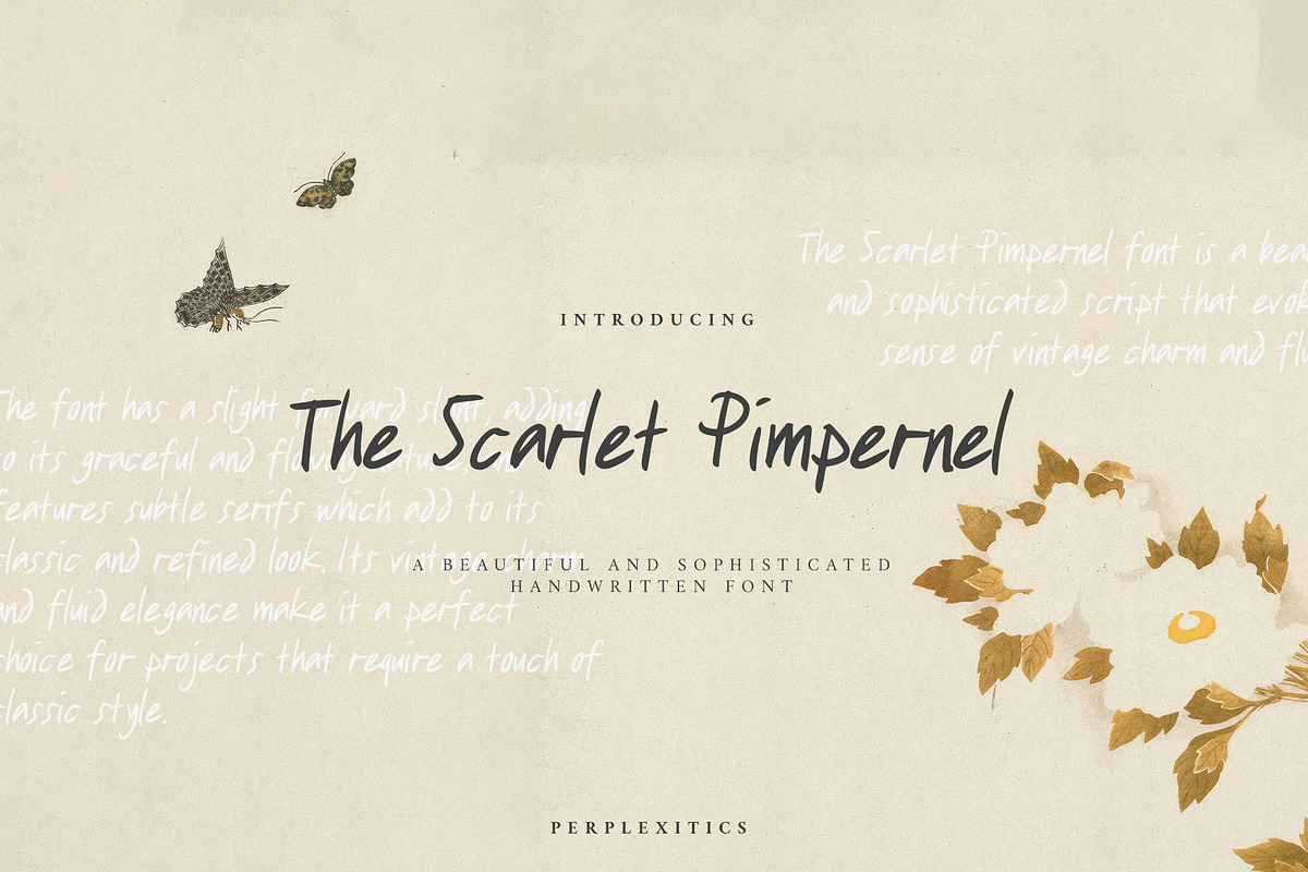 The Scarlet Pimpernel Handwritten, a Handwritten Font by Perplexitics (Photo 1 of 10)
