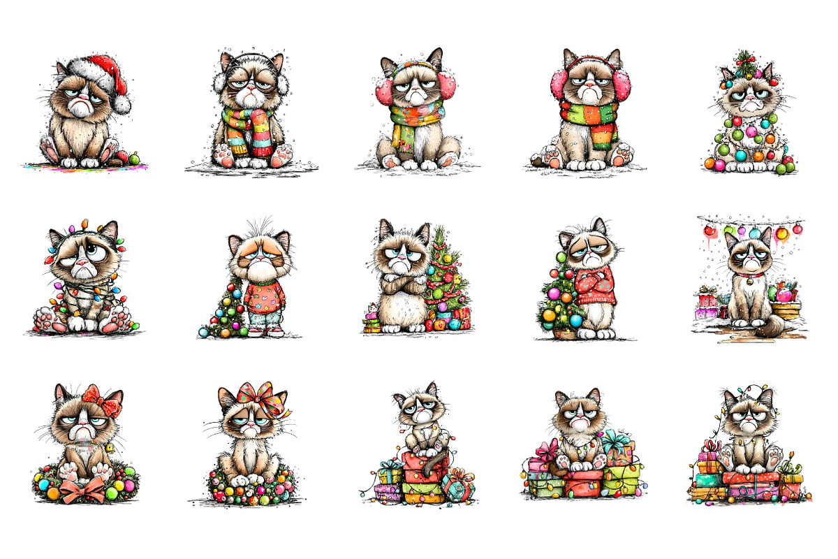 Quirky Christmas Gramphy Cat, an Illustration by CreationArt (Photo 3 of 4)