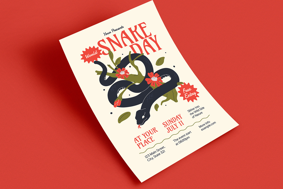 World Snake Day Event Flyer, a Flyer Template by Guuver