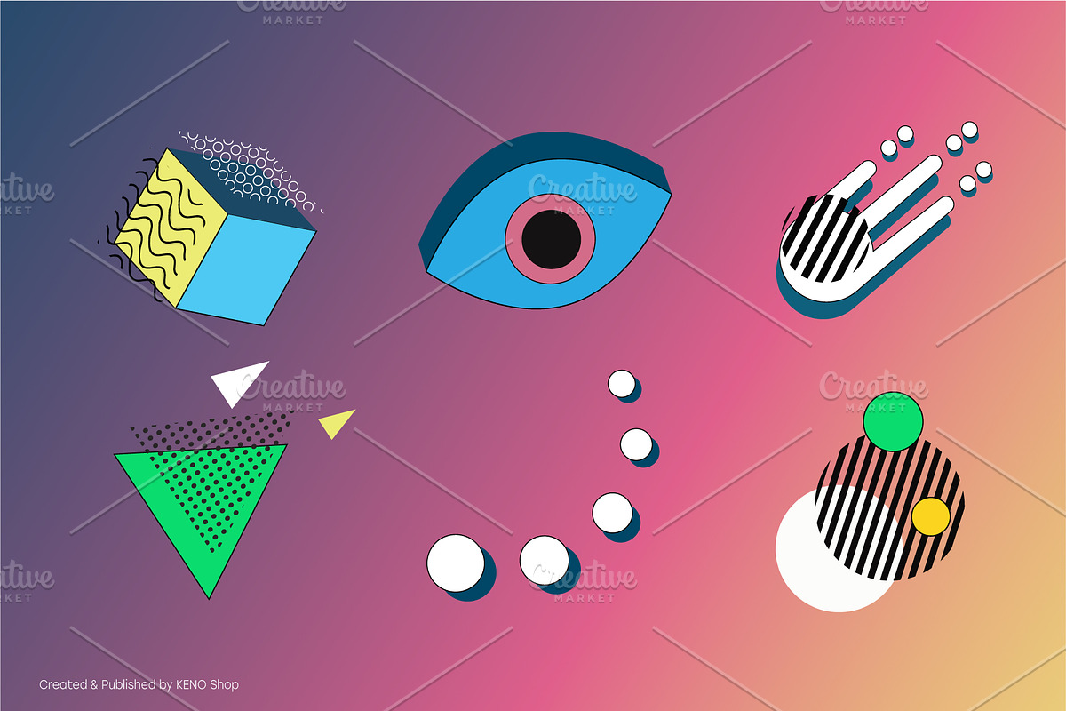 Collection of MEMPHIS elements, a Decorative Illustration by KENO Mascots (Photo 3 of 6)
