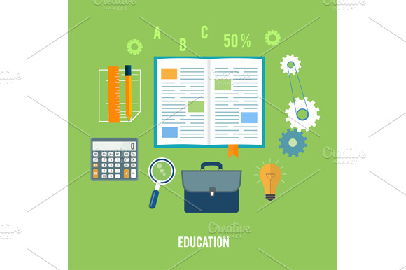 Set books and school elements preview 3