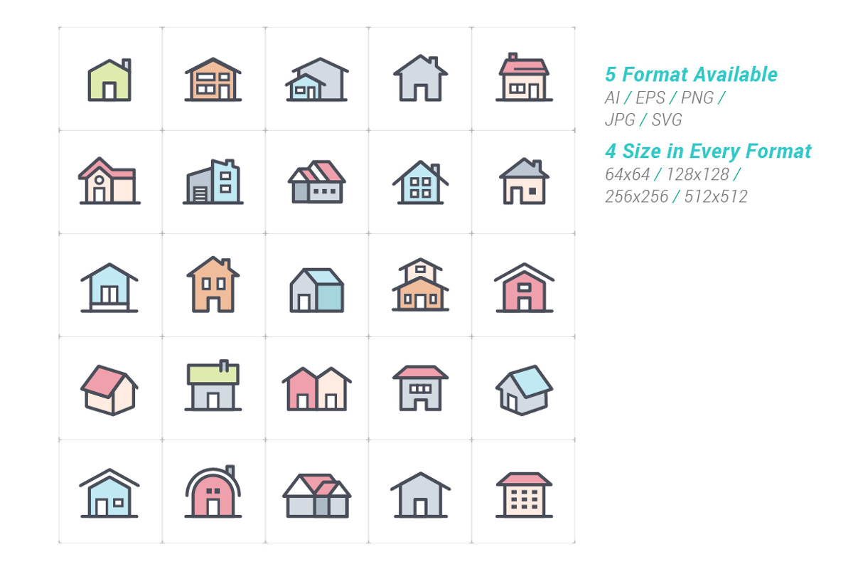 50 Home & Building Color Icon, an Outline Icon by WORAKAMON Design Studio (Photo 3 of 4)