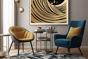 Luxury gold modern living space room, an Architecture Photo by ComfortQ