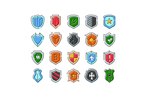 Collection of shield icons, an Object Graphic by pikepicture