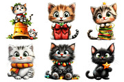 Whimsical Christmas Cat Clipart, an Illustration by Daily.Designs (Thumbnail 2 of 5)