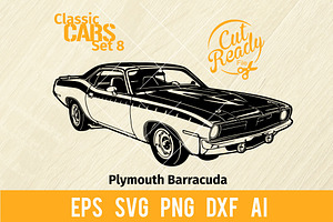 Classic Muscle Car SVG, a Transportation Illustration by Digital-Clipart
