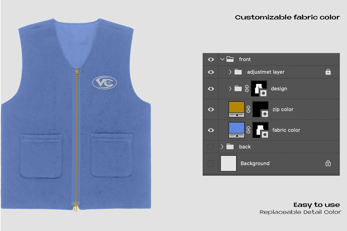 Zip vest mockup, an Apparel Mockup by Voyage Studio (Photo 2 of 3)