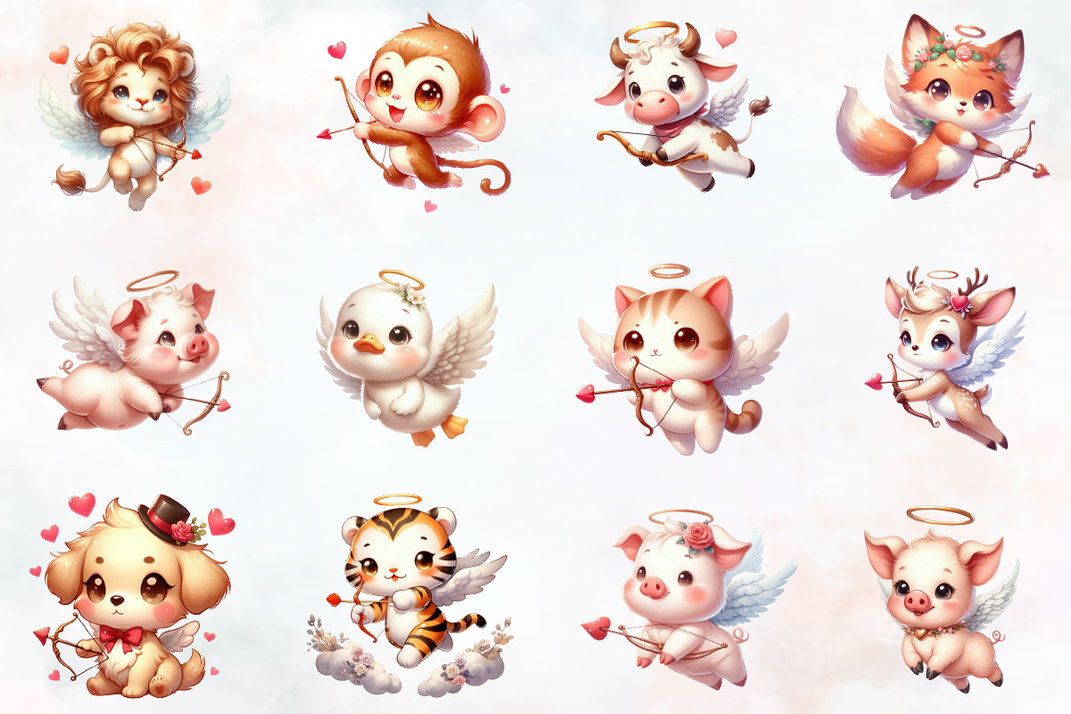 Cute Animals Cupid Valentines Day, a Seasonal Illustration by RobertsArt (Photo 3 of 7)