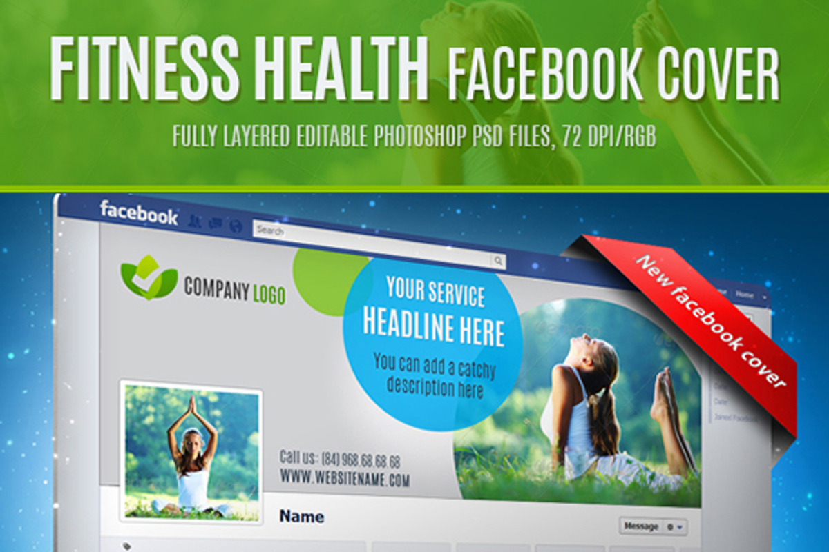 Fitness health facebook cover, a Websites & App Template by EngoCreative.com (Photo 1 of 3)