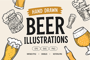 Hand Drawn Beer Illustrations, a Food Illustration by Oktyabr