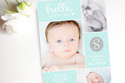 Baby Blue birth announcement card, a Card Template by ThePaperOwl (Thumbnail 1 of 2)