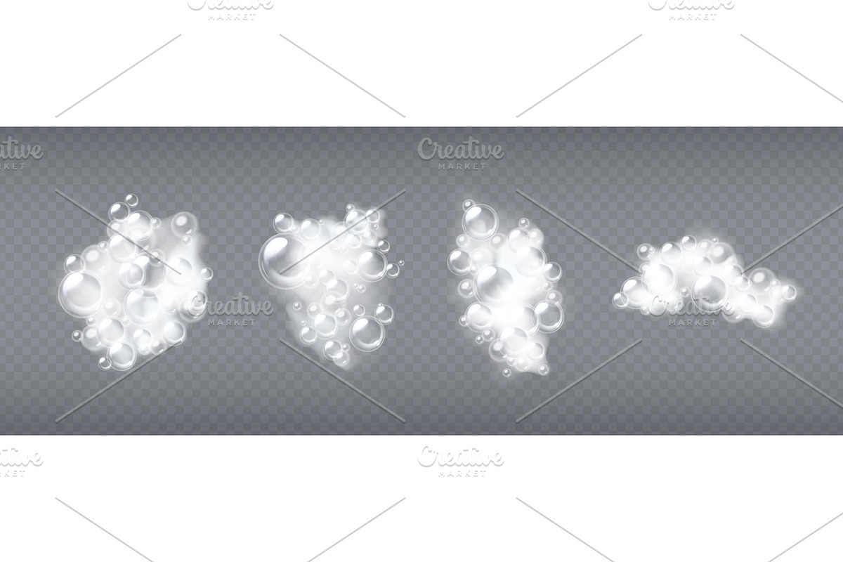 Foam soap sud clusters with, an Object Illustration by art PVP - market