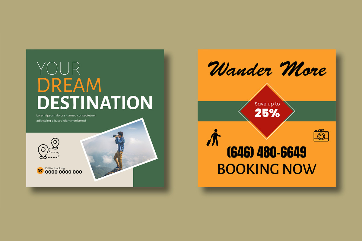 Travel Agency Social Media Post Set, a Social Media Template by MightyDesign (Photo 3 of 8)