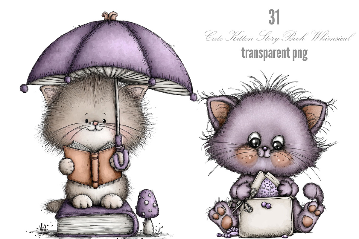 Cute Kitten StoryBook Clipart Design, a Seasonal Illustration by Designking (Photo 1 of 5)