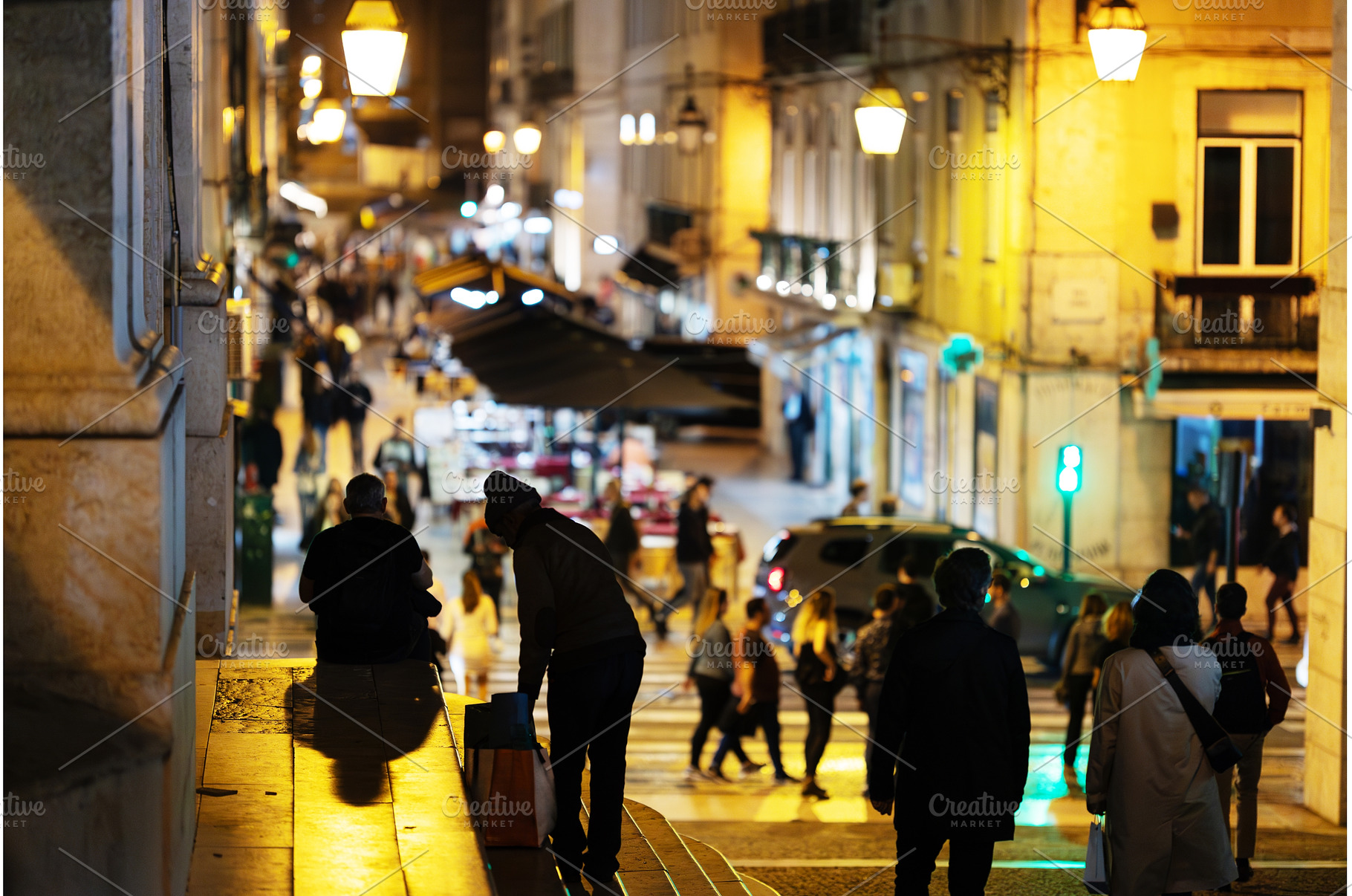 Crowd of people walking down a, an Architecture Photo by Barcelona_dreams