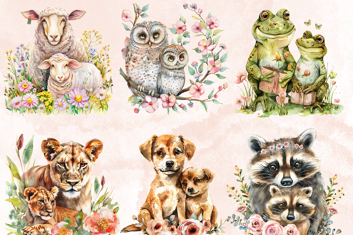 Mother's Day Animals Clipart, a Graphic by GiraffeCreative (Photo 6 of 9)
