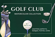 Golf Club Watercolor Collection, a Sport Illustration by WatercolorElena (Thumbnail 1 of 13)