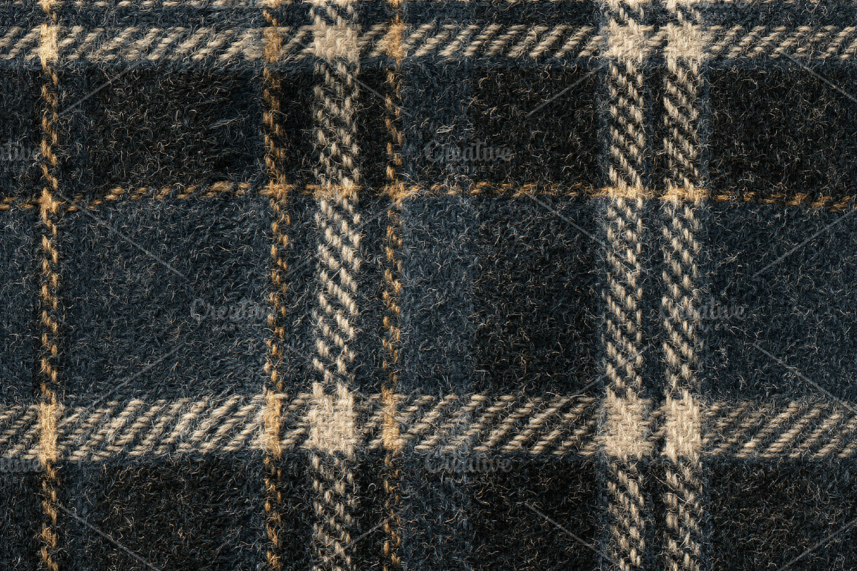 Seamless pattern blue wool plaid fabric creating a warm textured, a Pattern Graphic by Studio ANNA