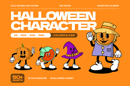 Spooky Characters Halloween Graphics, a Seasonal Illustration by Sixtysix Labs