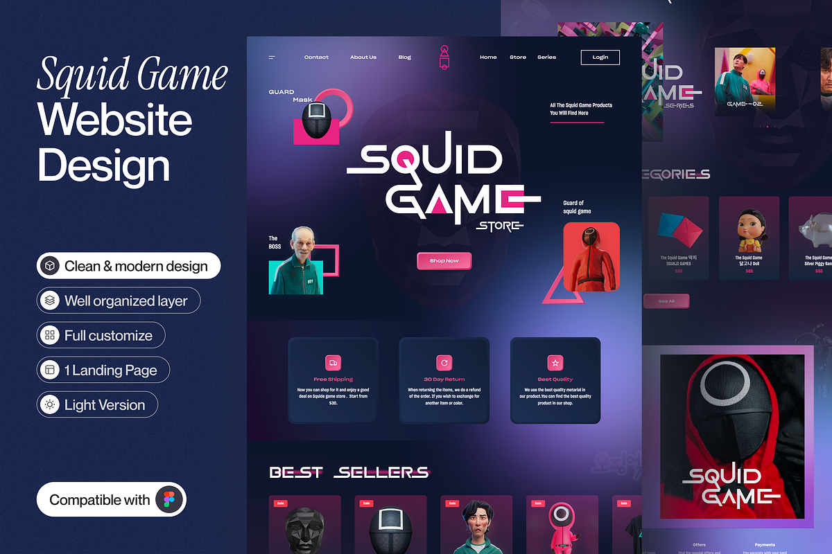 Squid Game Landing Page, a Websites & App Template by sajon.co