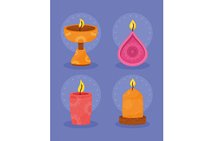 four diwali ceremony candles, an Object Illustration by studiogstock
