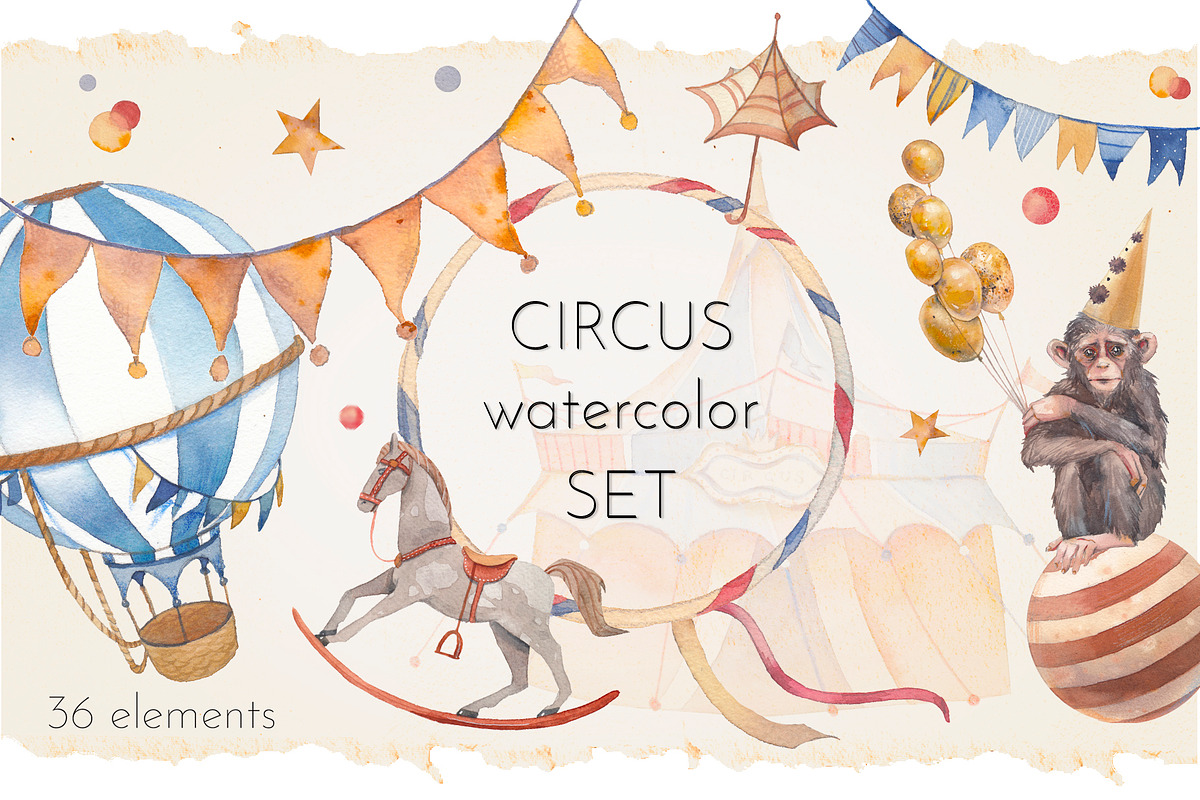 Circus watercolor set, an Animal Illustration by Eisfrei (Photo 1 of 5)