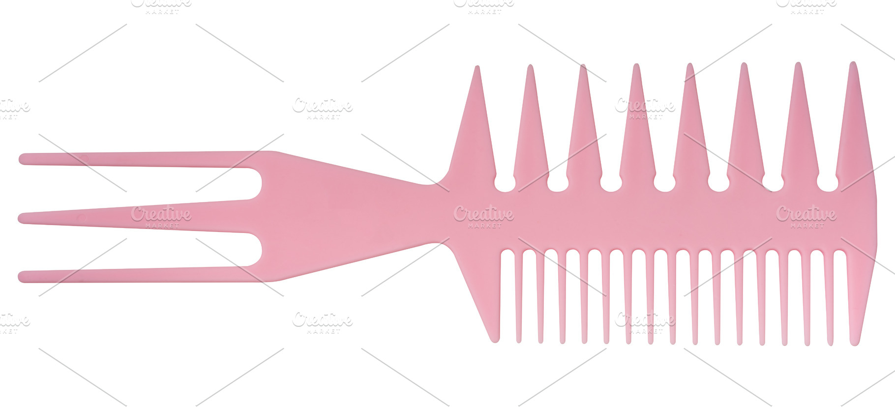 Pink plastic hair styling comb and fork separator with different, a Beauty & Fashion Photo by ndanko