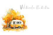 Watercolor fall camping, travel clip, an Object Graphic by KomtsyanTatyanaArt (Thumbnail 3 of 6)