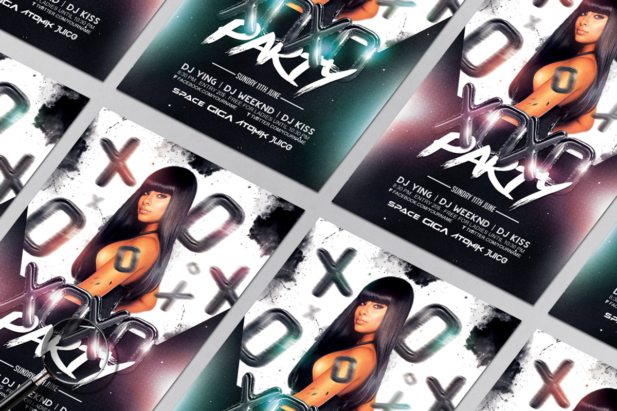 XOXO Party | Black & White Flyer, a Flyer Template by GIGA-TEMPLATE (Photo 5 of 6)
